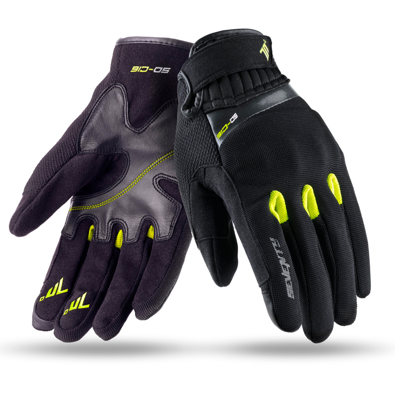 Guantes Seventy Verano Moto SD C16 Urban Hombre Negros Amarillos Nilmoto