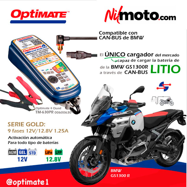 Cargador batería moto Optimate 4 Quad Program Premium