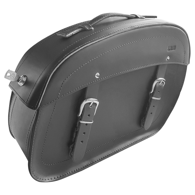 SPAAN Juego de alforjas Klick-fix en piel sin tachuelas Negro