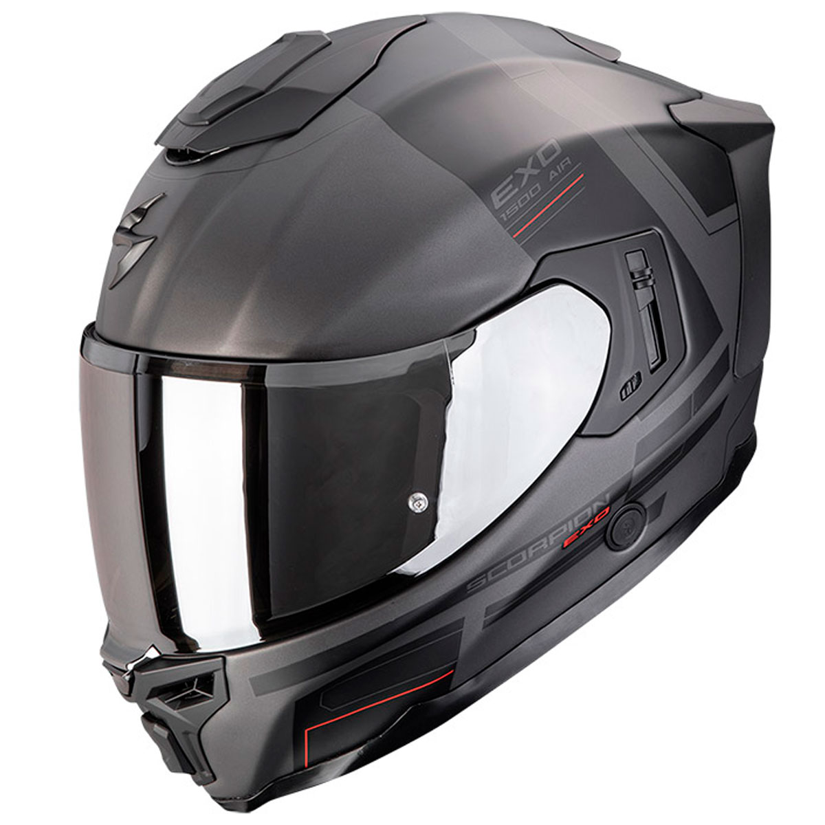 Casco moto Scorpion EXO-1500 AIR DUAL Plata Mate Negro Rojo