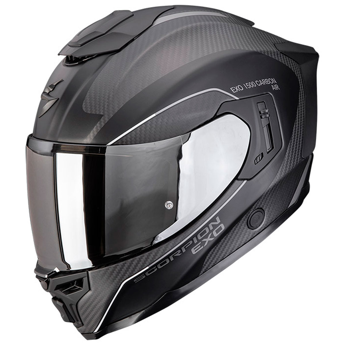 Casco moto Scorpion EXO-1500 CARBON AIR MUNDI Negro Mate Plata