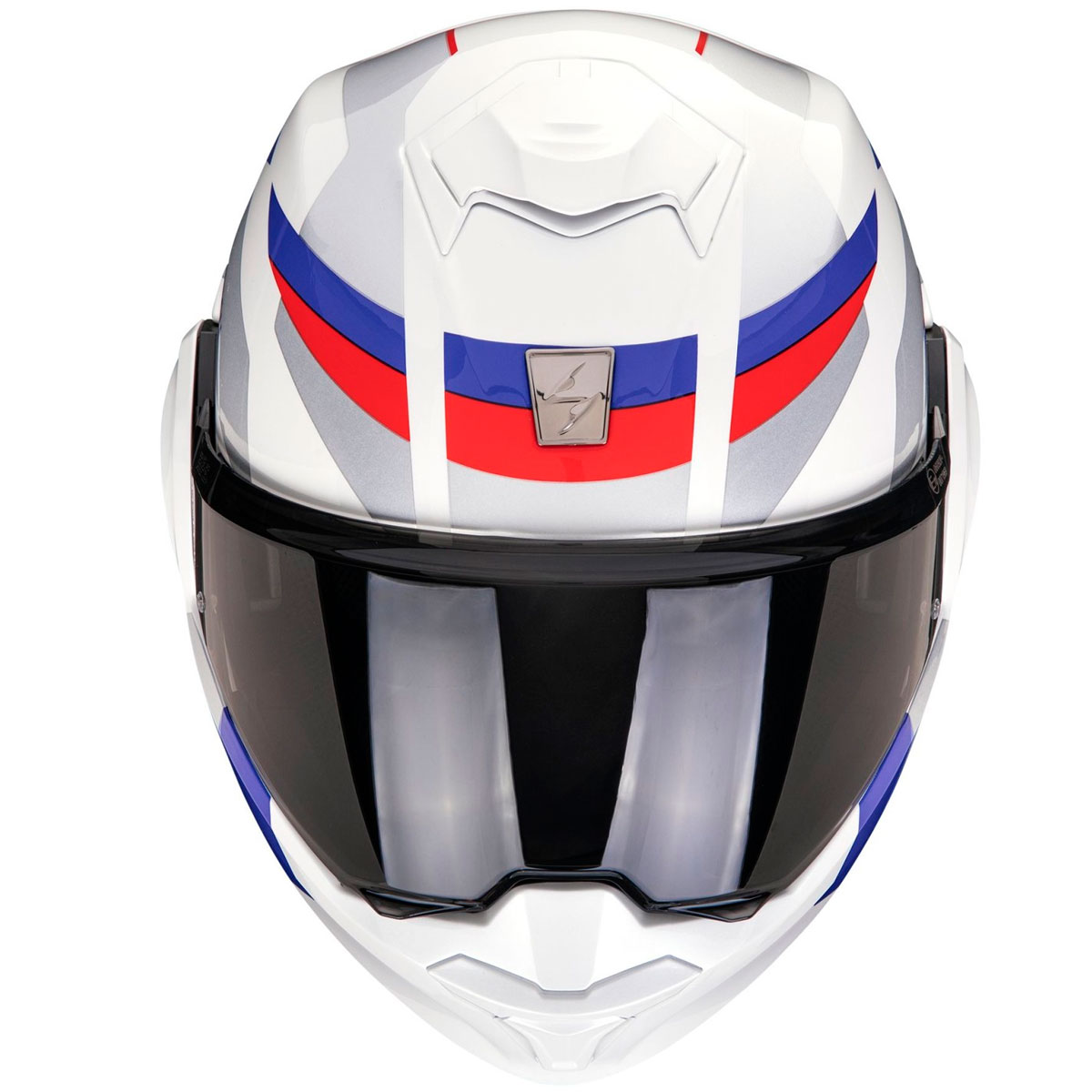 Casco moto Scorpion Exo-Tech EVO PRO fibra ACUTI Blanco Azul Rojo