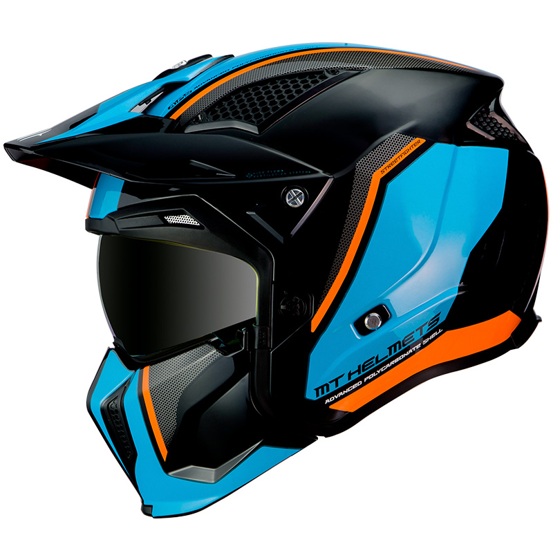 Casco Mt Streetfighter A4 Naranja Azul brillo TALLA M