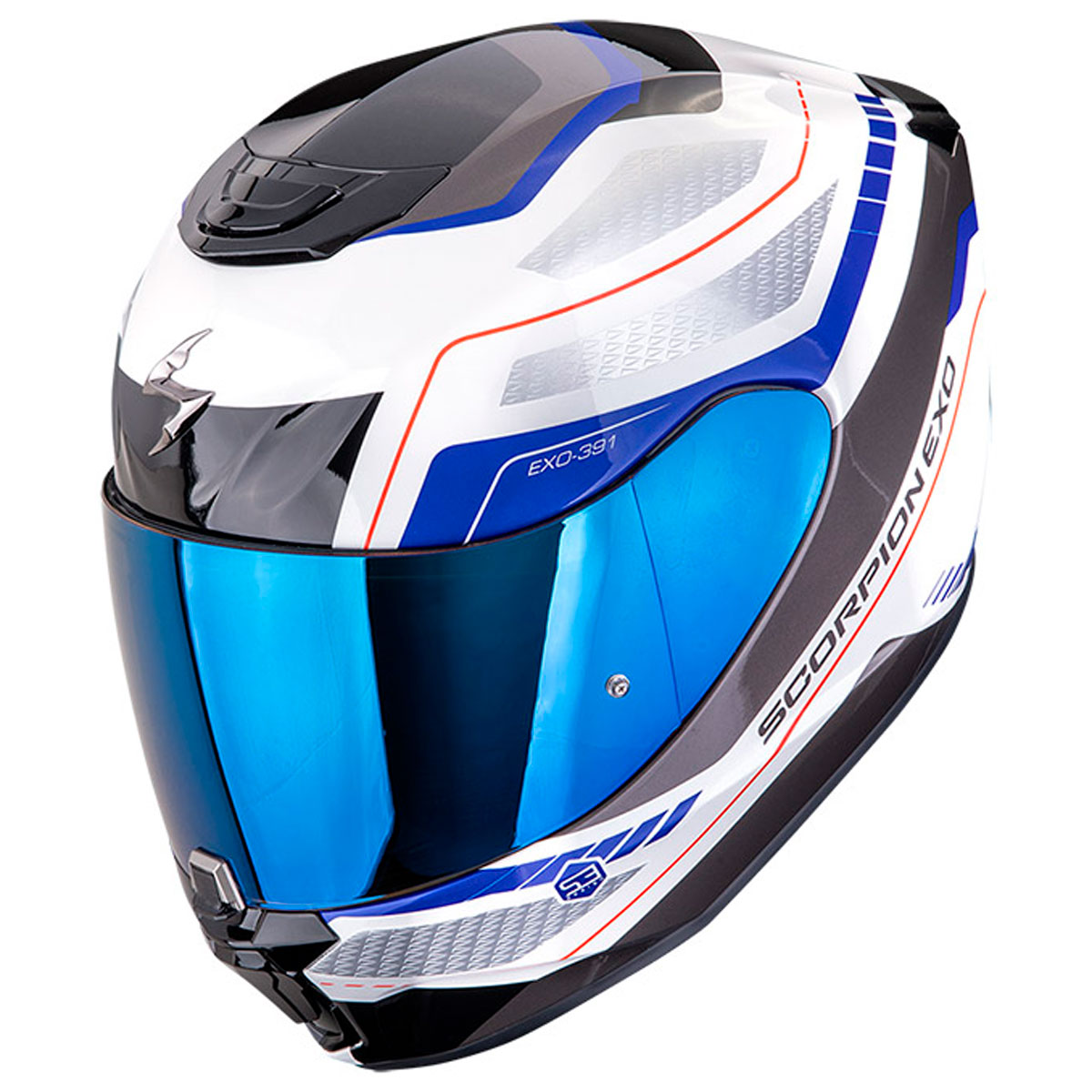 Casco moto Scorpion EXO-391 LEO Blanco Azul