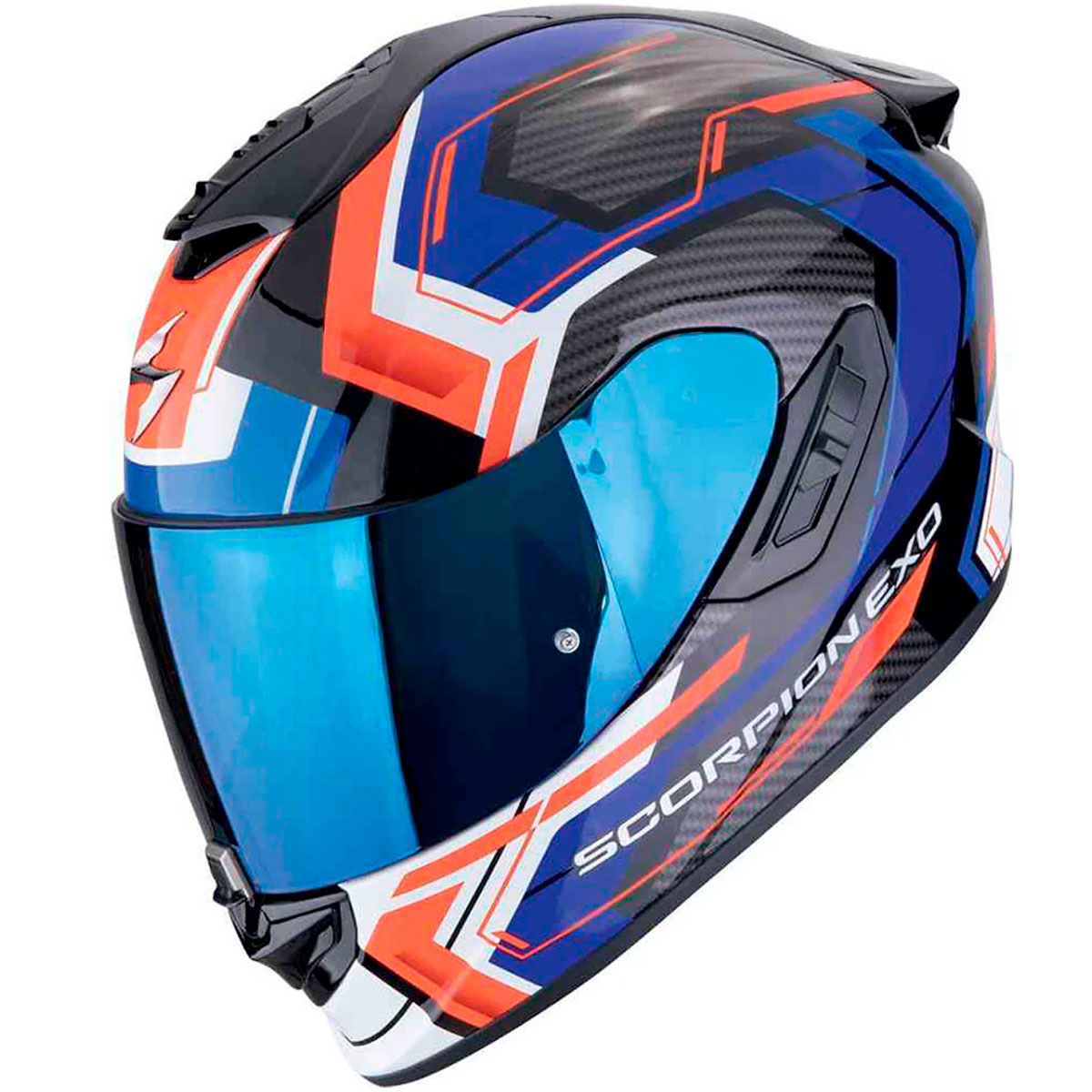 Casco moto Scorpion Exo-1400 Evo II AIR LINART Negro Azul Rojo