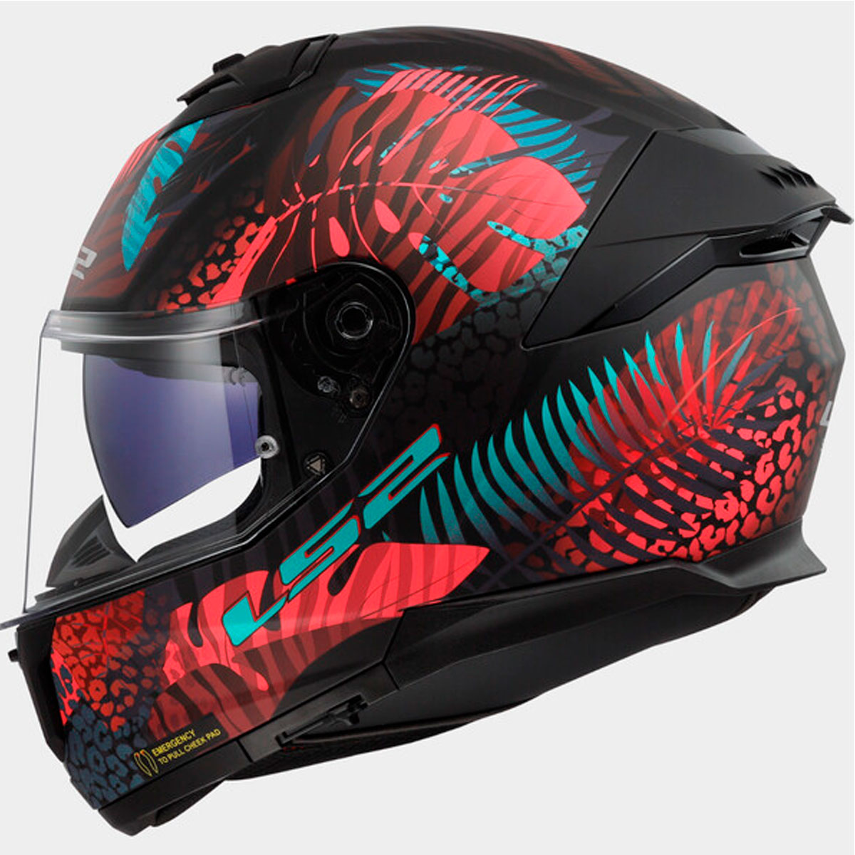 Casco LS2 STREAM II JUNGLE Negro Mate Rosa Azul