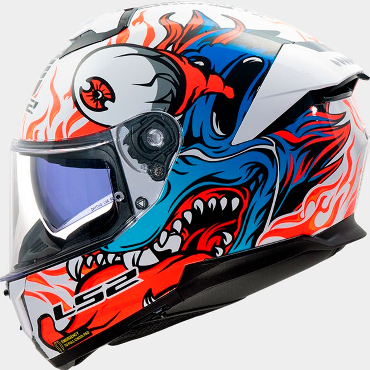 Casco LS2 STREAM II INFERNO Blanco Azul