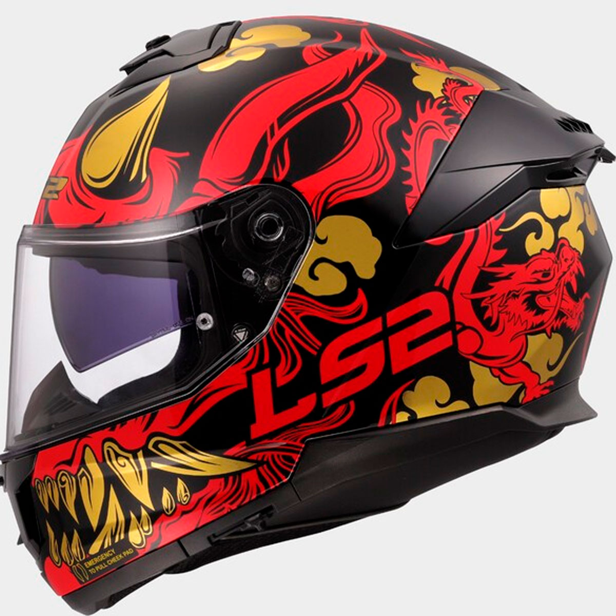 Casco LS2 STREAM II DRAKO Negro Rojo