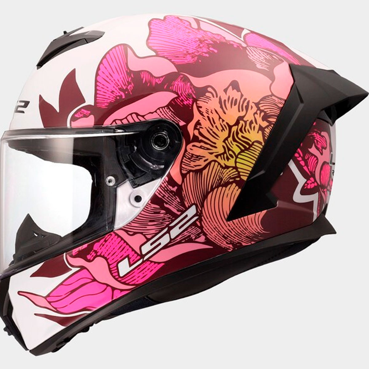 Casco LS2 RAPID III POPPIES II Blanco Rosa