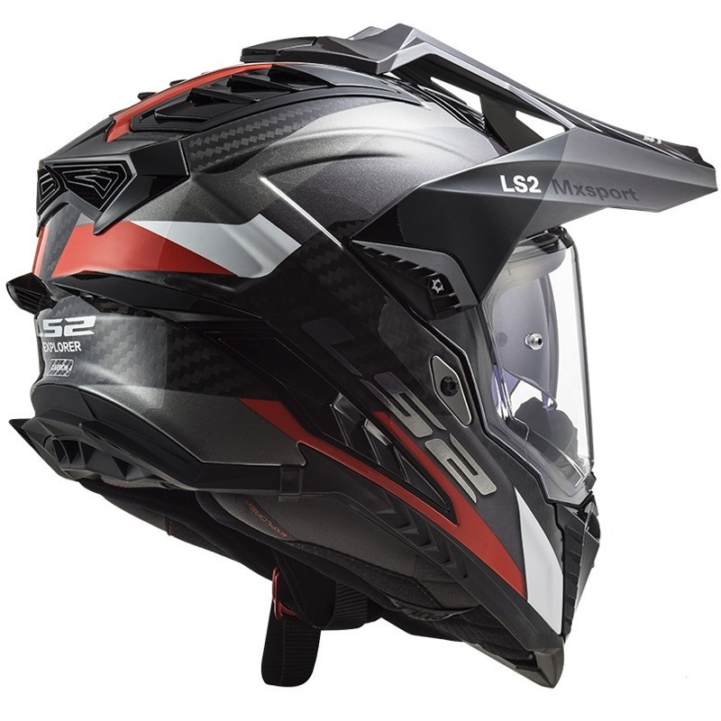 Casco LS2 C Explorer Frontier titanio-rojo