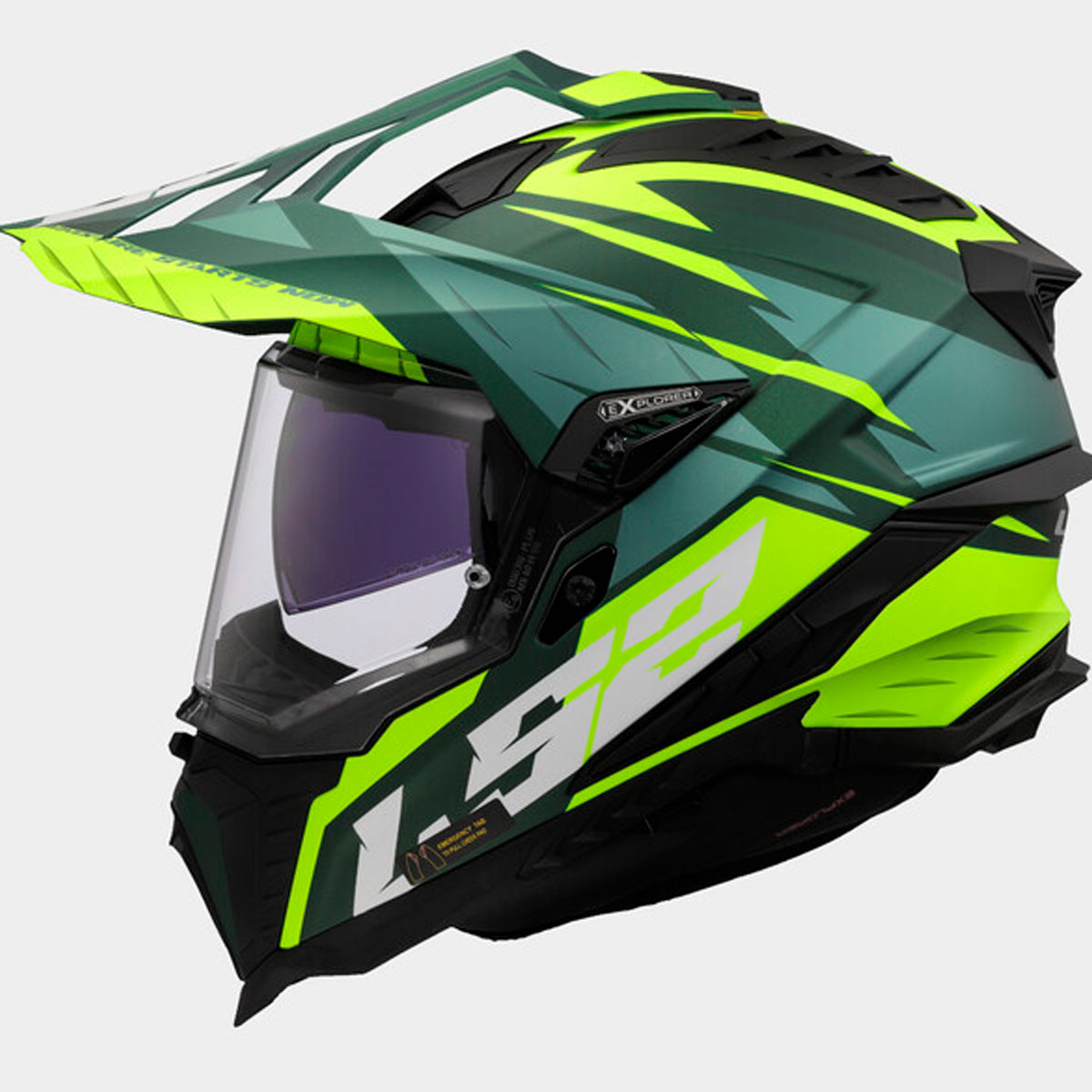 Casco LS2 Explorer SPIRE Verde Amarillo Flúor