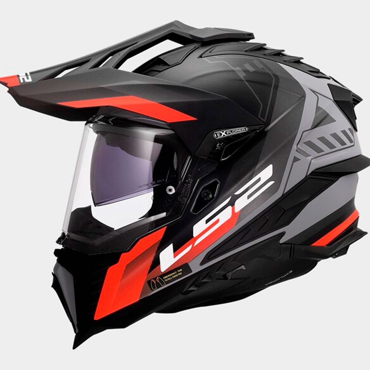 Casco LS2 Explorer HEXA Negro Rojo Gris