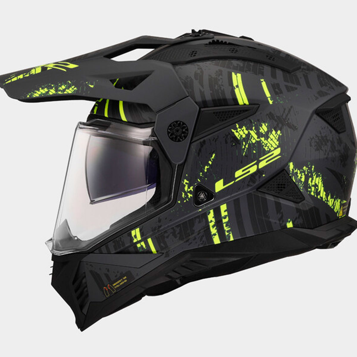 Casco LS2 Pioneer II CRAZY Negro Mate Amarillo