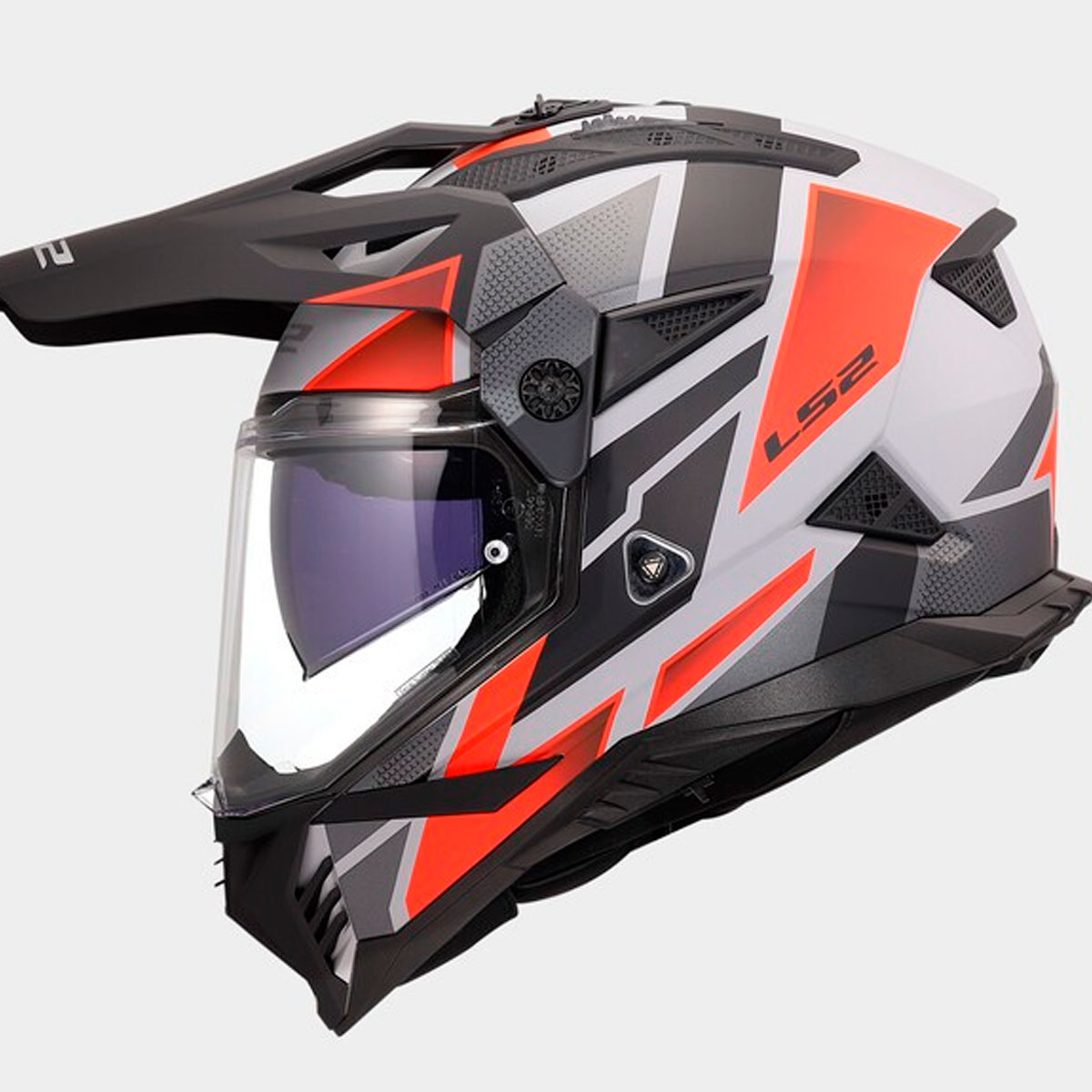Casco LS2 Pioneer II BLOCK Gris Rojo
