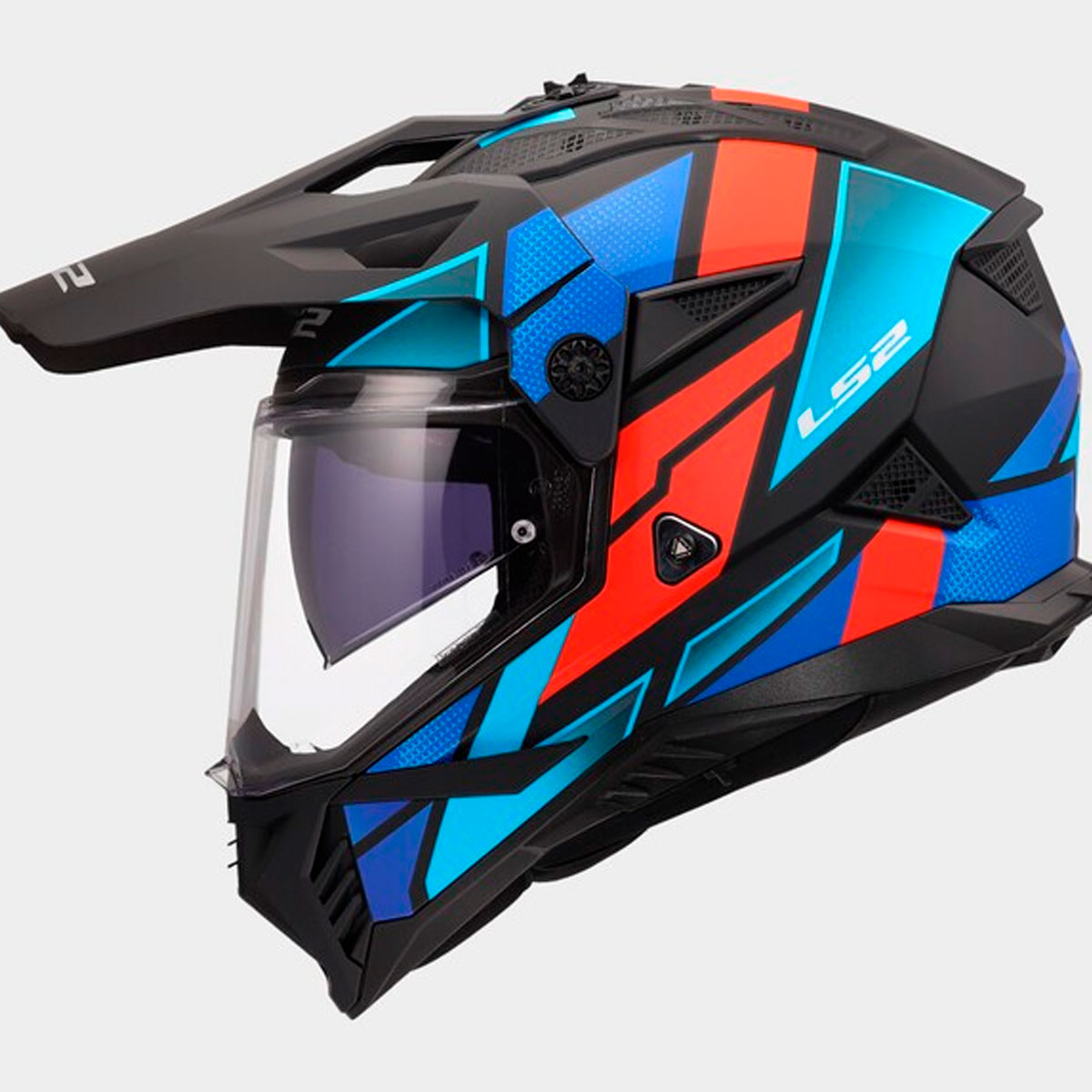 Casco LS2 Pioneer II BLOCK Negro Rojo Azul