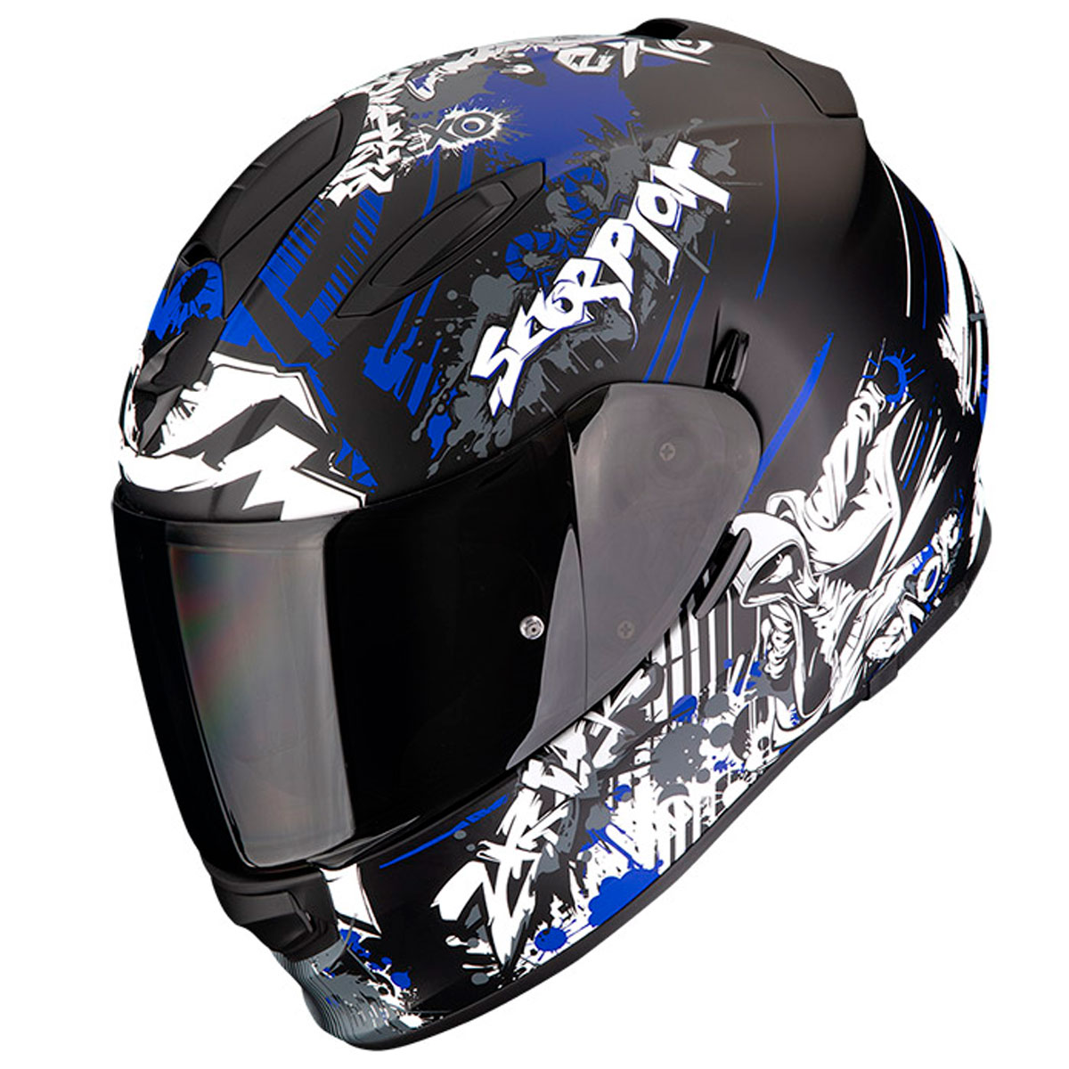 Casco moto Scorpion EXO-491 SPECTOR Negro Mate Azul