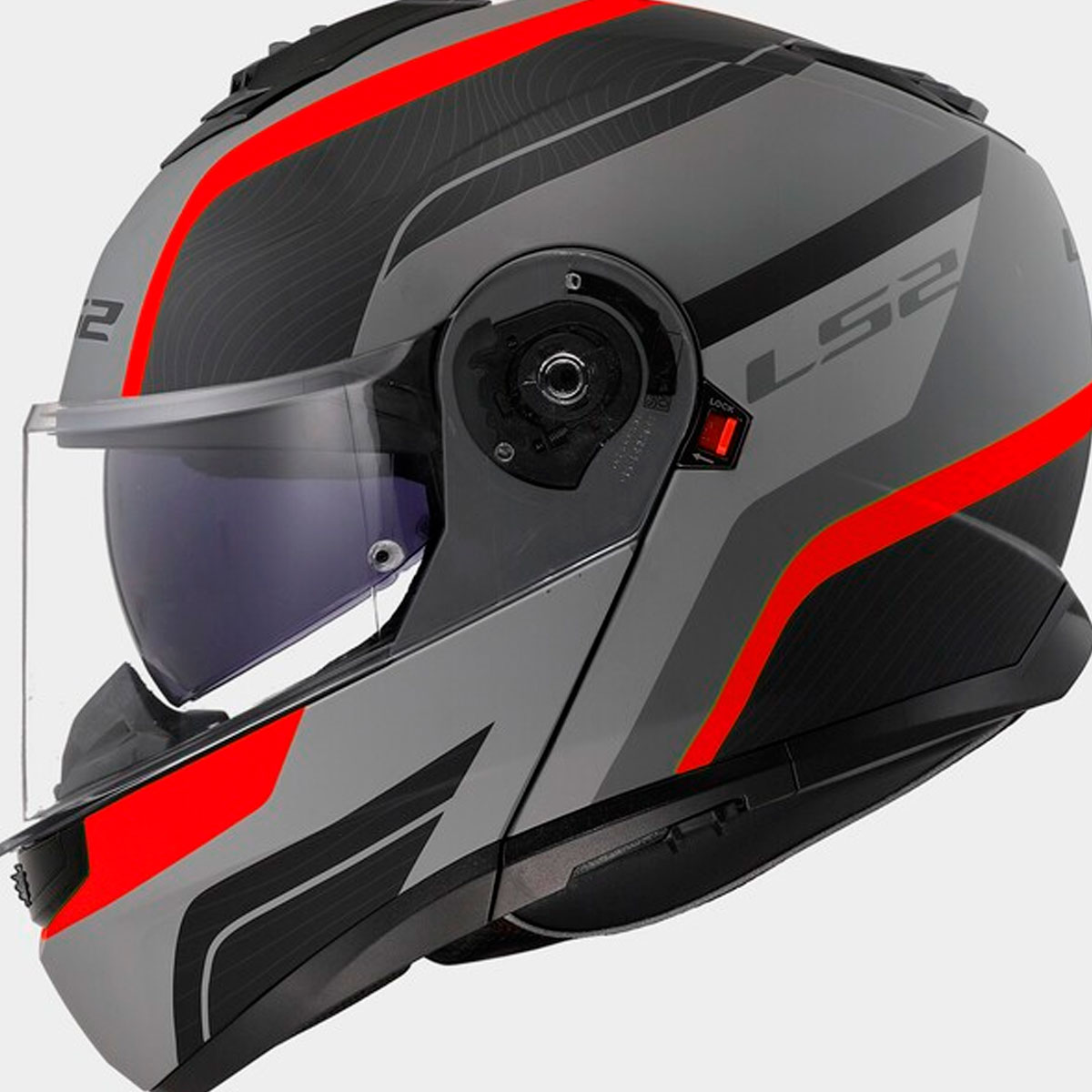 Casco LS2 Strobe II MONZA Negro Mate Rojo Gris