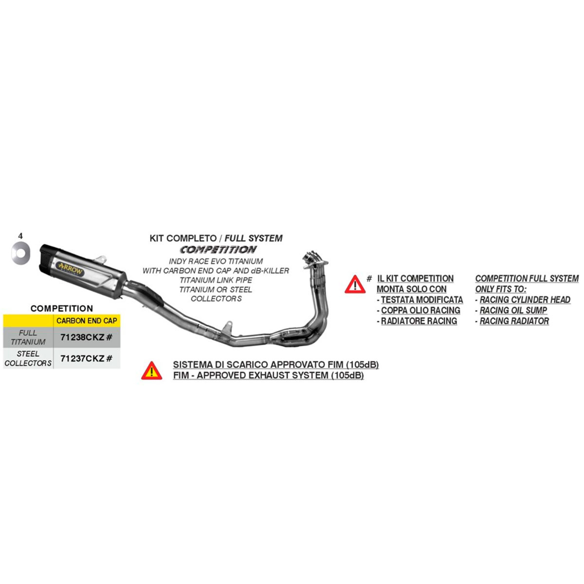 Escape completo Indy race Evo competicion Triumph Street Triple 7650 RS 23-24