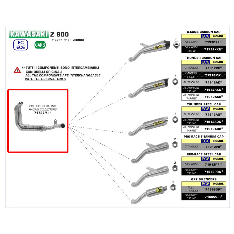 Colector acero Arrow Racing Kawasaki Z900 20- (FULL)