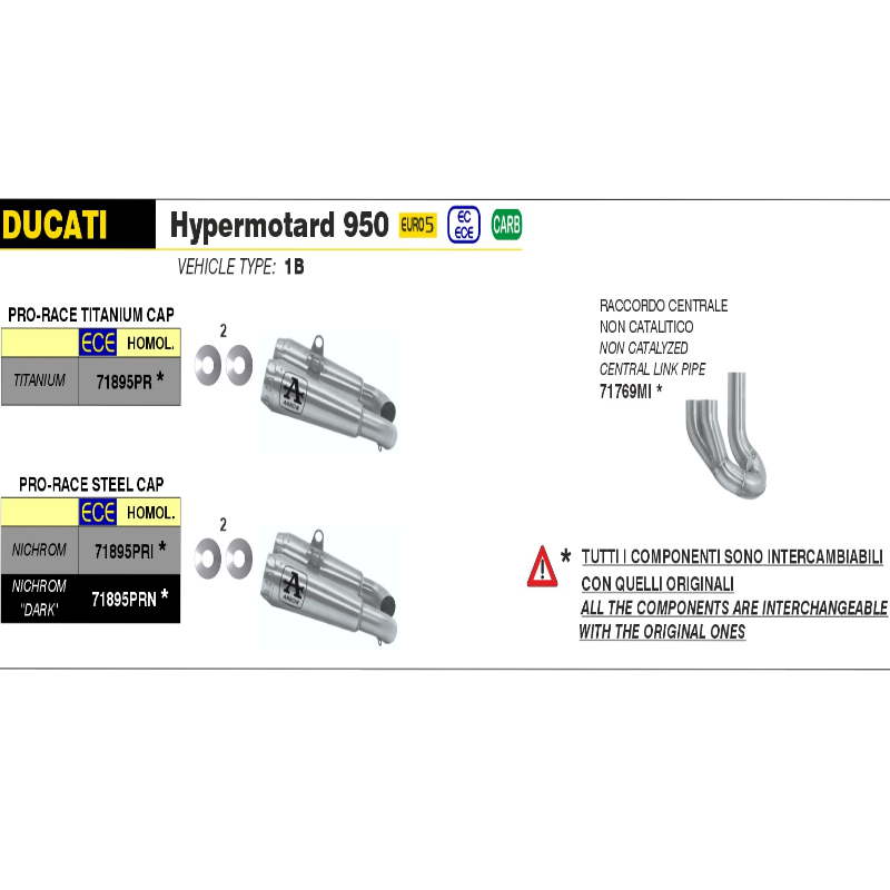 Racord de unión Arrow Titanio DUCATI HYPERMOTARD 950 22-