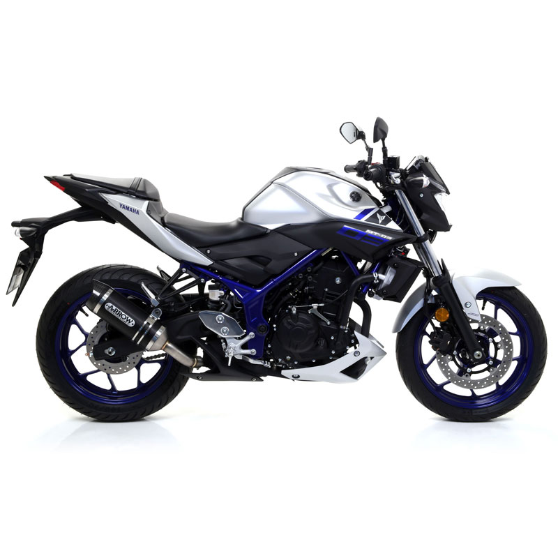 Escape aluminio negro fondo carbono Arrow Yamaha MT-03, YZF R3 / R25 15-