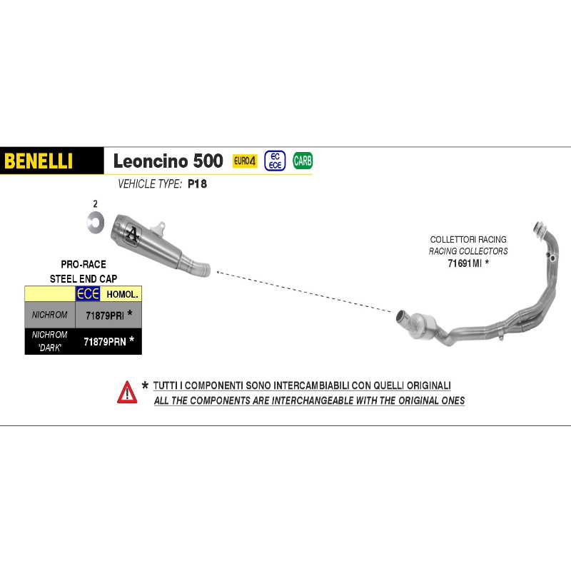 Colector Racing Benelli Leoncino 500 Arrow Pro-Race Acero 17-20