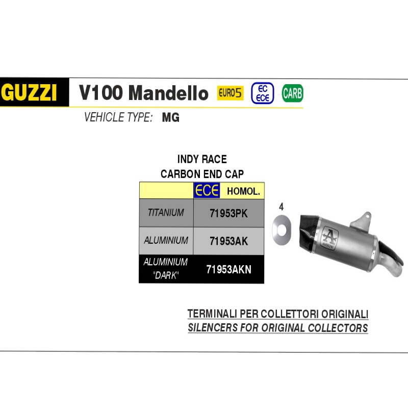 Escape titanio Arrow Indi Race Moto Guzzi V100 Mandello 23-