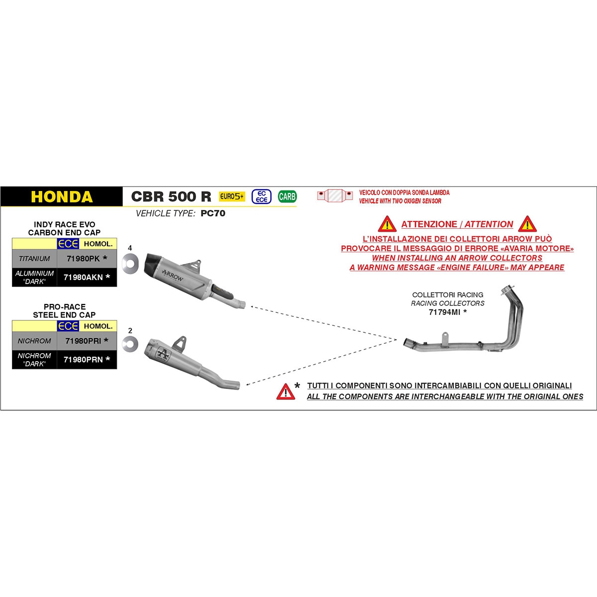 Escape Arrow Pro-race Honda CBR500R 24-