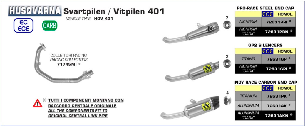 Escape Arrow GP2 Husqvarna Svartpilen-Vitpilen 401 titanio