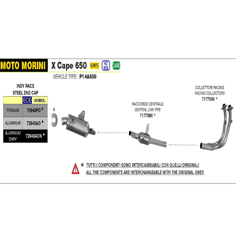 Escape titanio Arrow Indi Race MOTO MORINI X Cape 650 22+