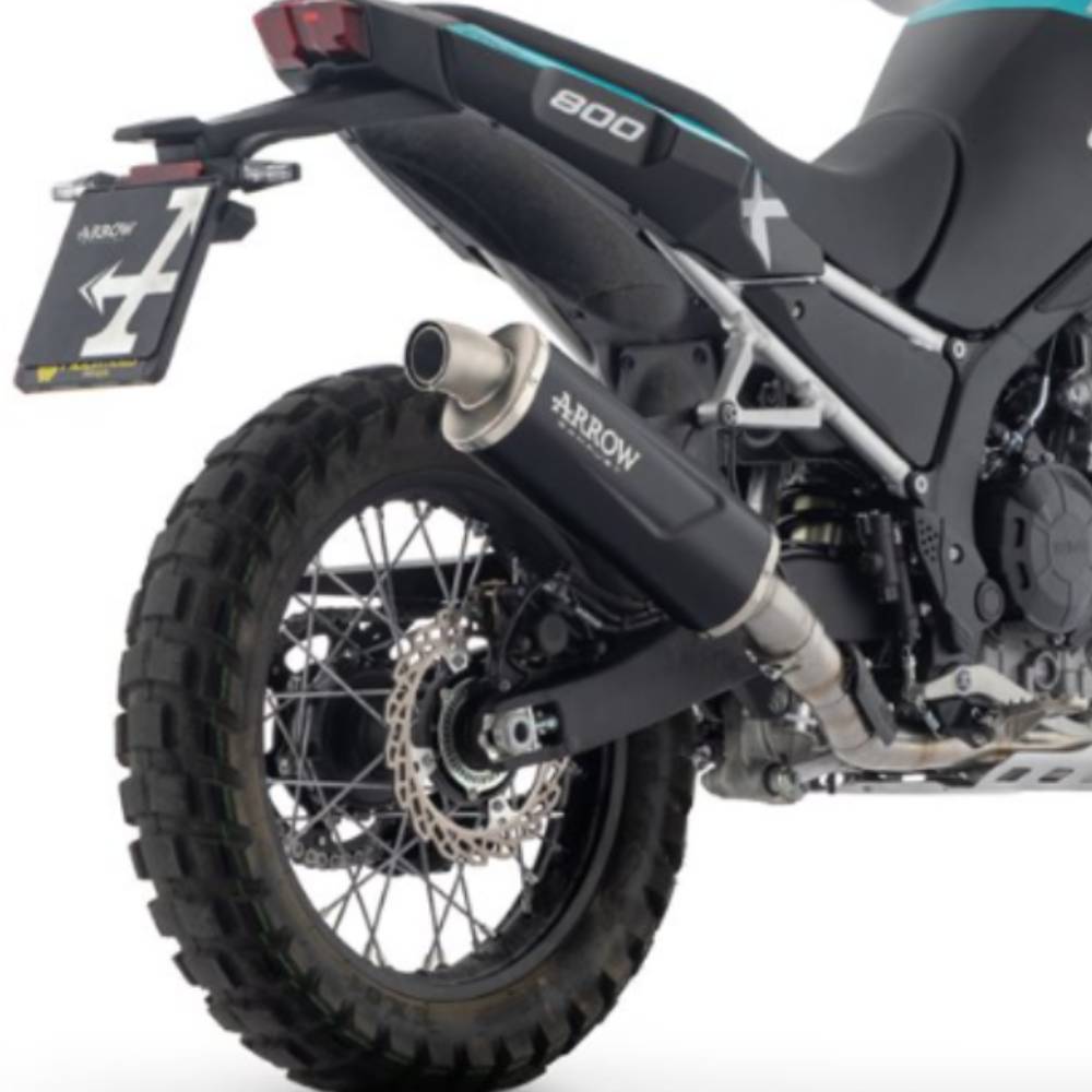 Escape negro Arrow Indy Race Kove 800X Pro-Rally 25- tapa acero