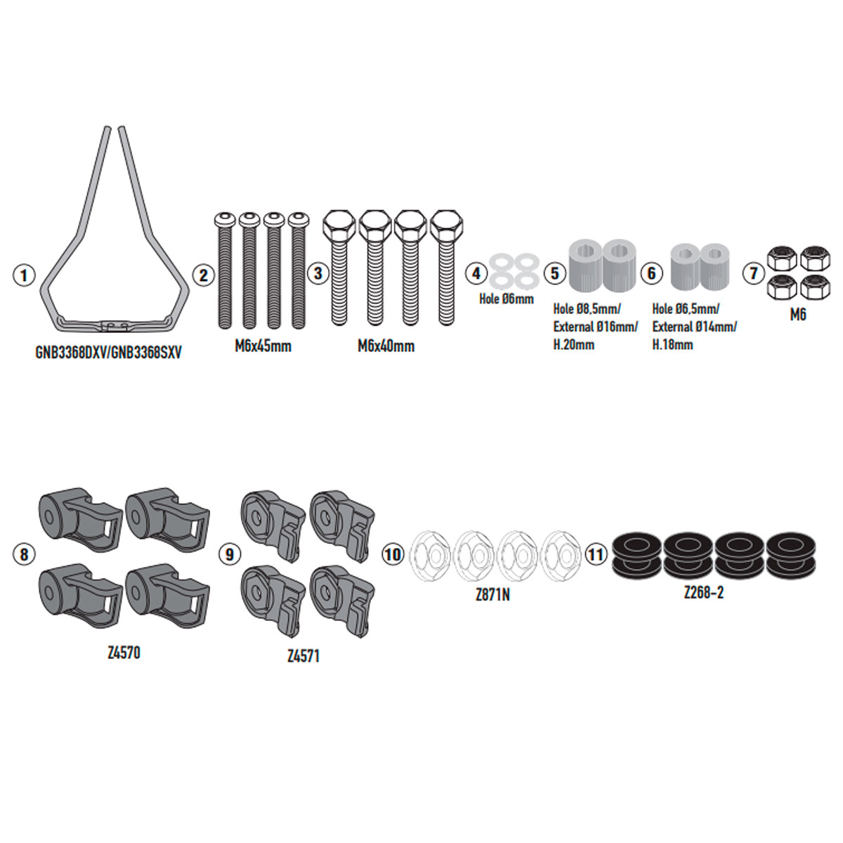 Kit anclajes cúpula 153A Peugeot Django Evo 125 25+