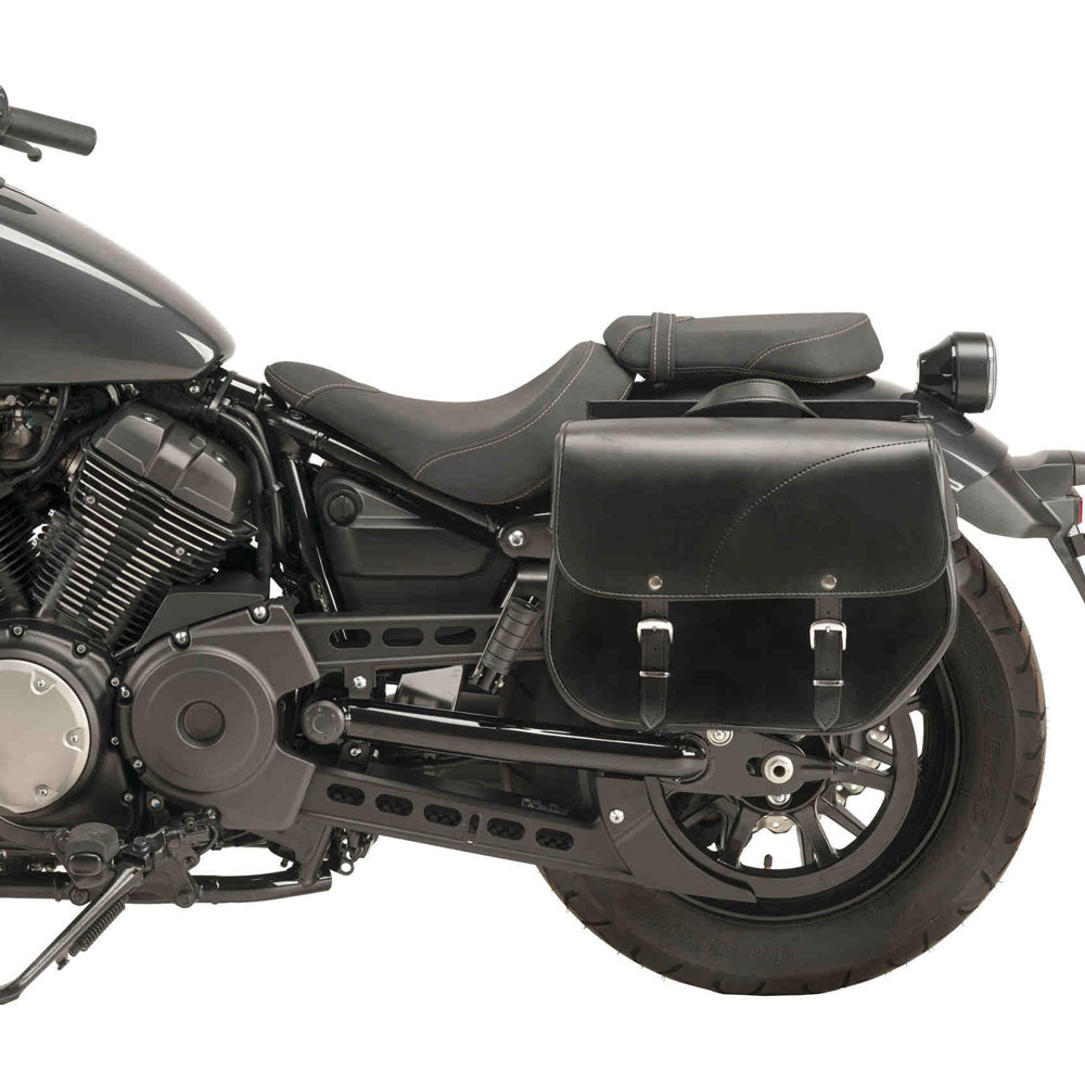 Alforjas moto custom de cuero BLACK SQUARE