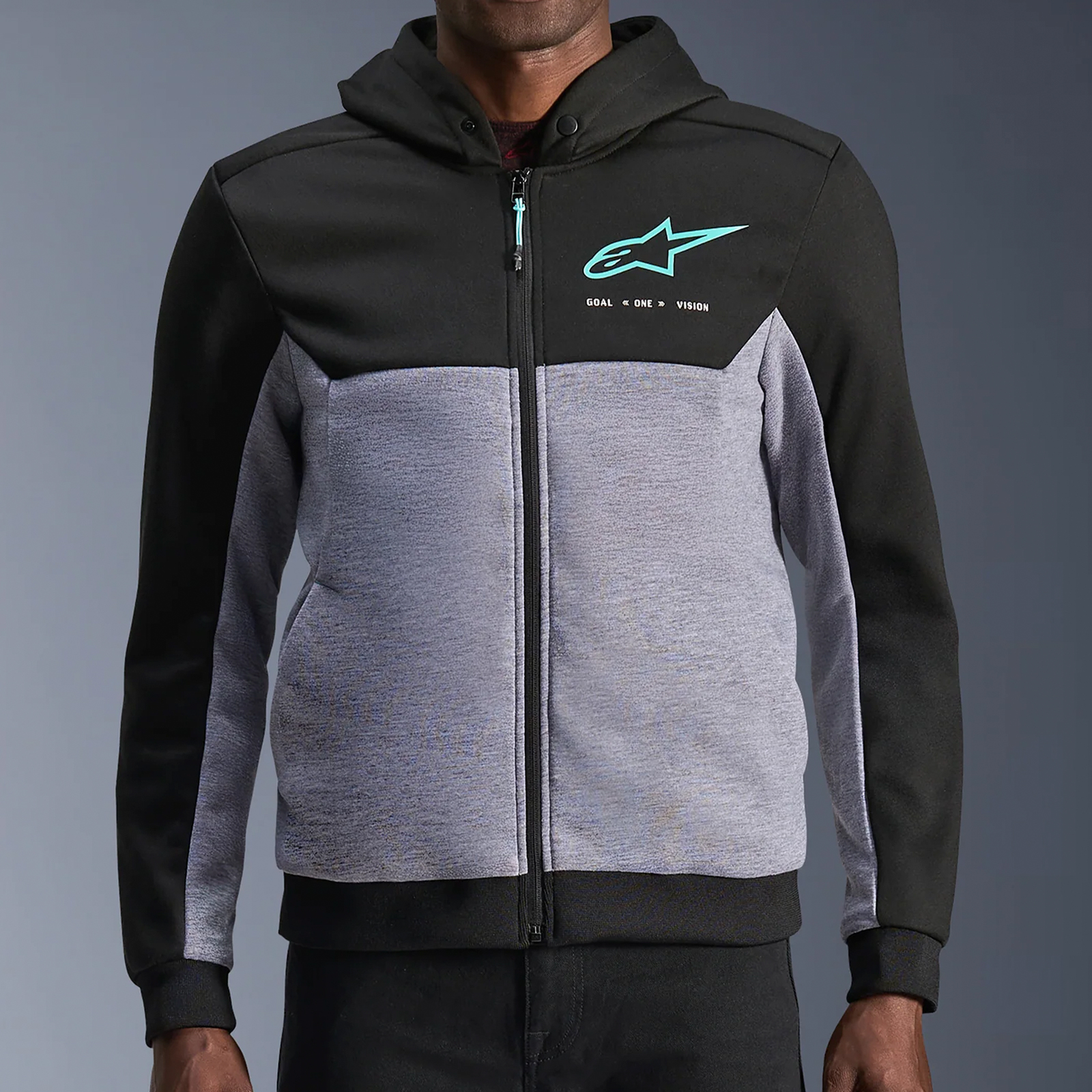 Sudadera Alpinestars Chrome V2 Gris / Negro / Turquesa