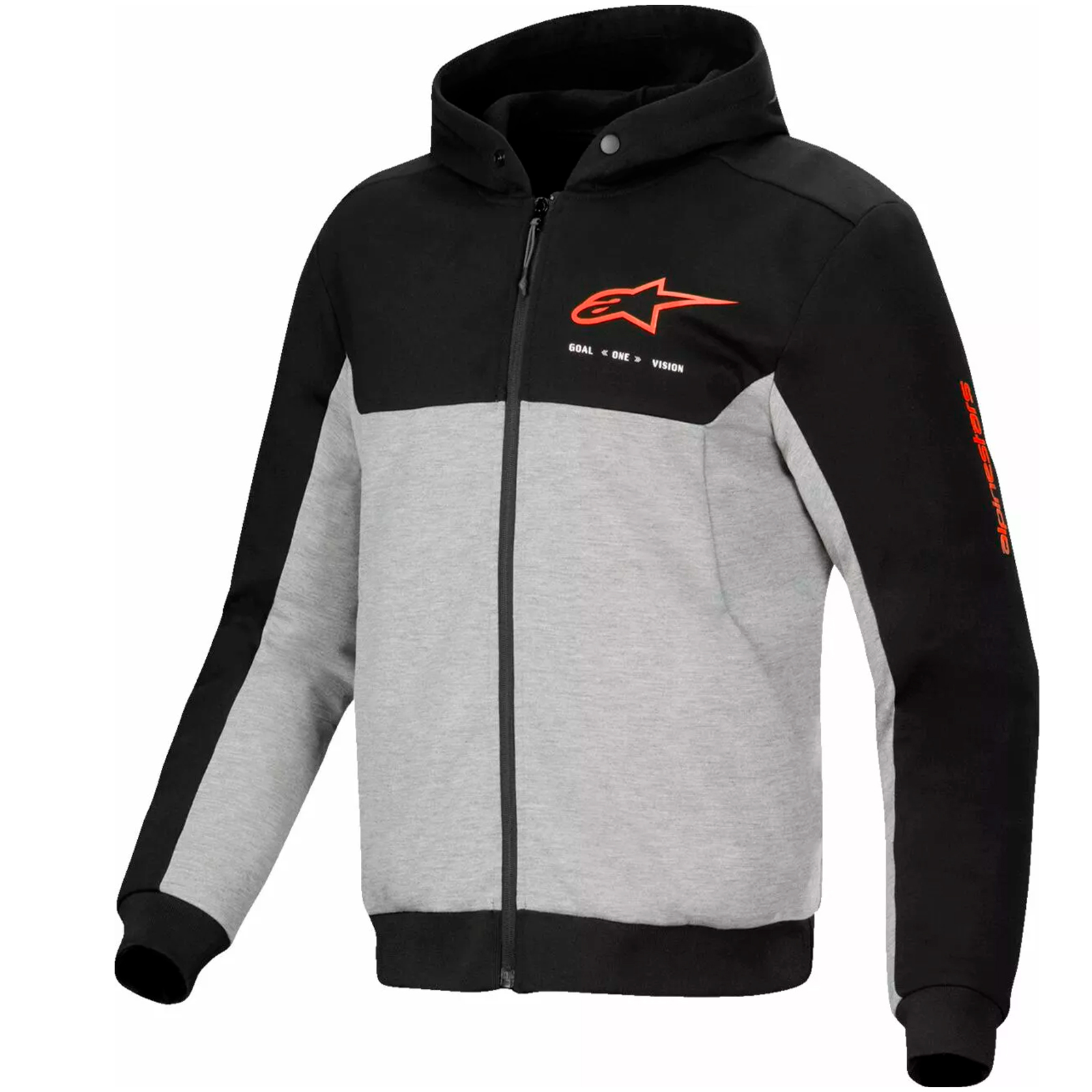 Sudadera Alpinestars Chrome V2 Gris / Negro / Rojo Fluor