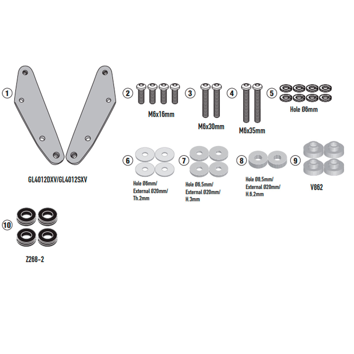 Kit anclajes cúpula Givi Kymco Xciting VS400 24-