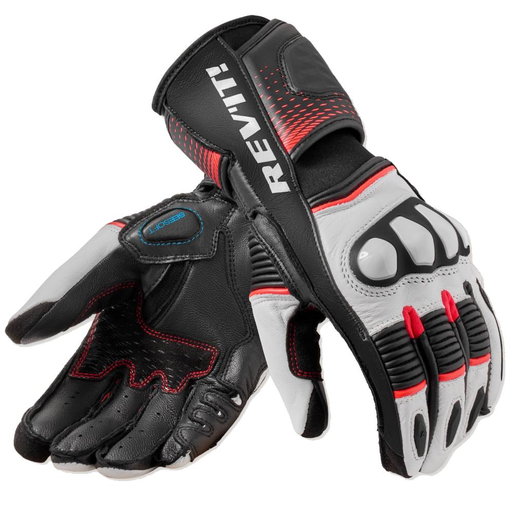 Guantes XENA 4 Mujer Revit Blanco-Rojo Flúor