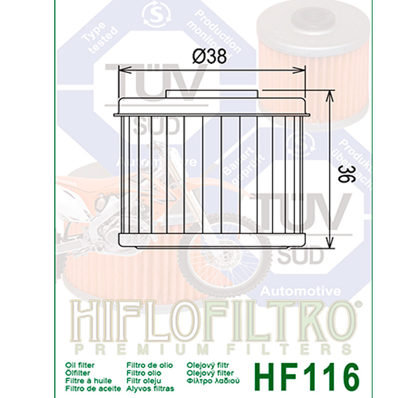 Filtro de aceite Hiflo HF116 para Honda y Husqvarna