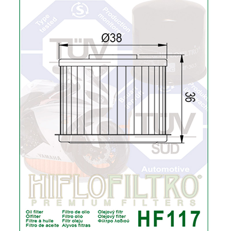 Filtro de aceite Hiflo HF117 para Honda