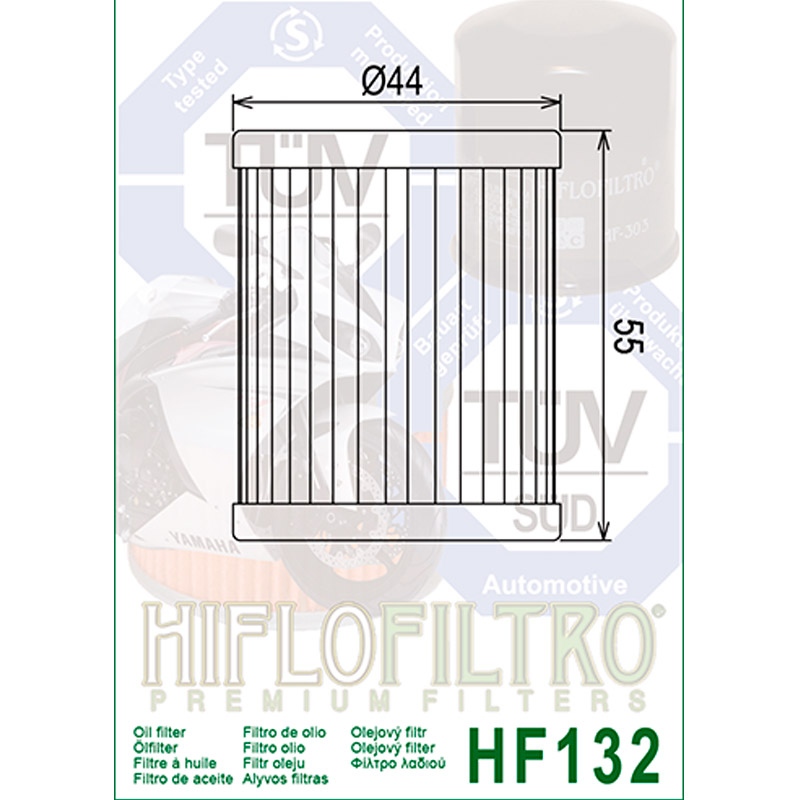 Filtro de aceite Hiflo HF132 para Kawasaki, Suzuki, Yamaha y Sym