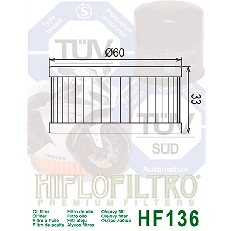 Filtro de aceite Hiflo HF136 para Suzuki