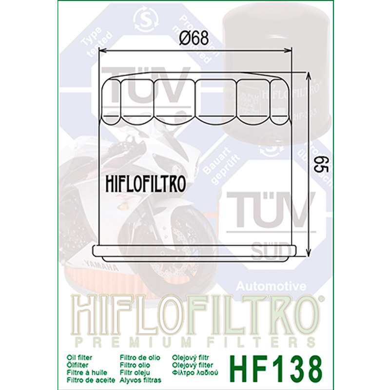 Filtro de aceite Hiflo HF138 para moto Aprilia, Kawasaki, Suzuki, Bimota