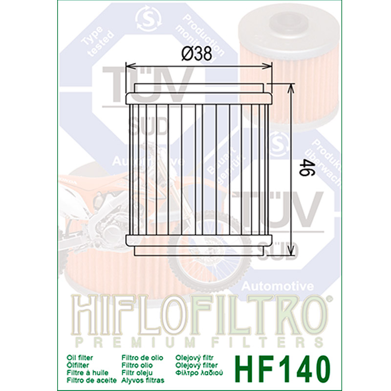 Filtro de aceite Hiflo HF140 para Yamaha y Husqvarna