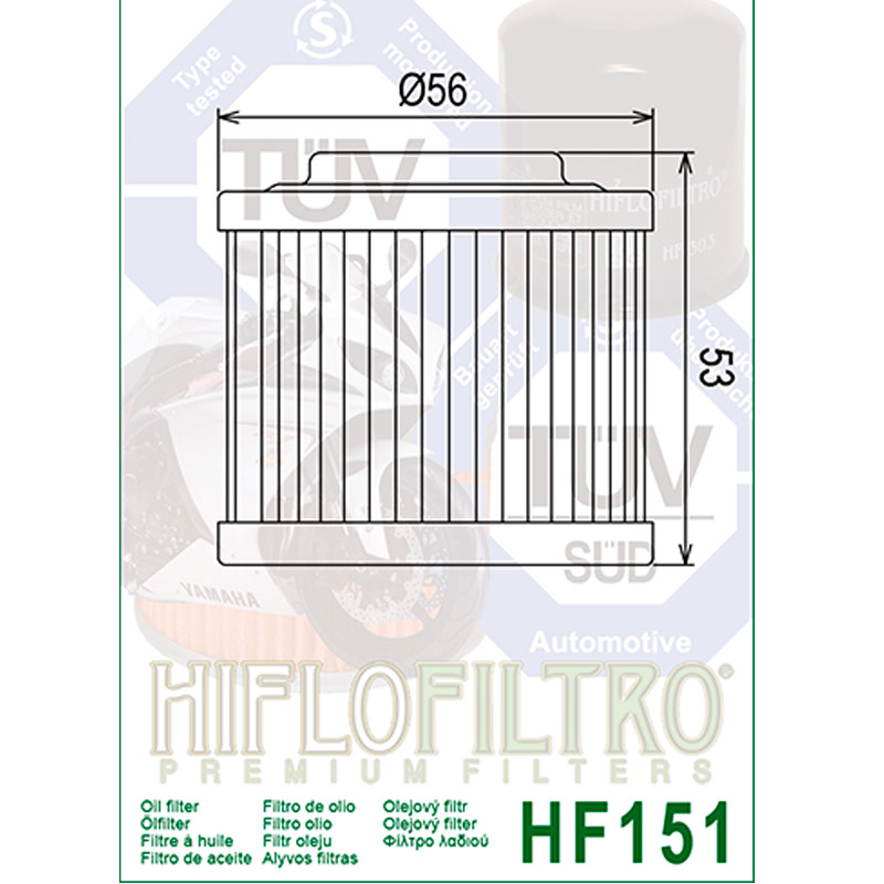 Filtro de aceite Hiflo HF151 para Apriliay y Bmw