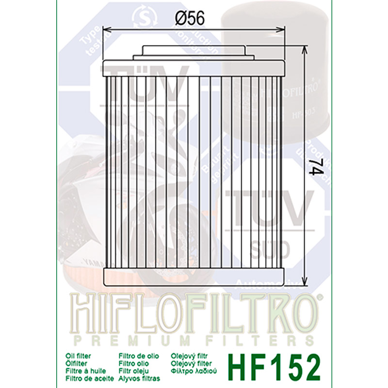 Filtro de aceite Hiflo HF152 para Aprilia