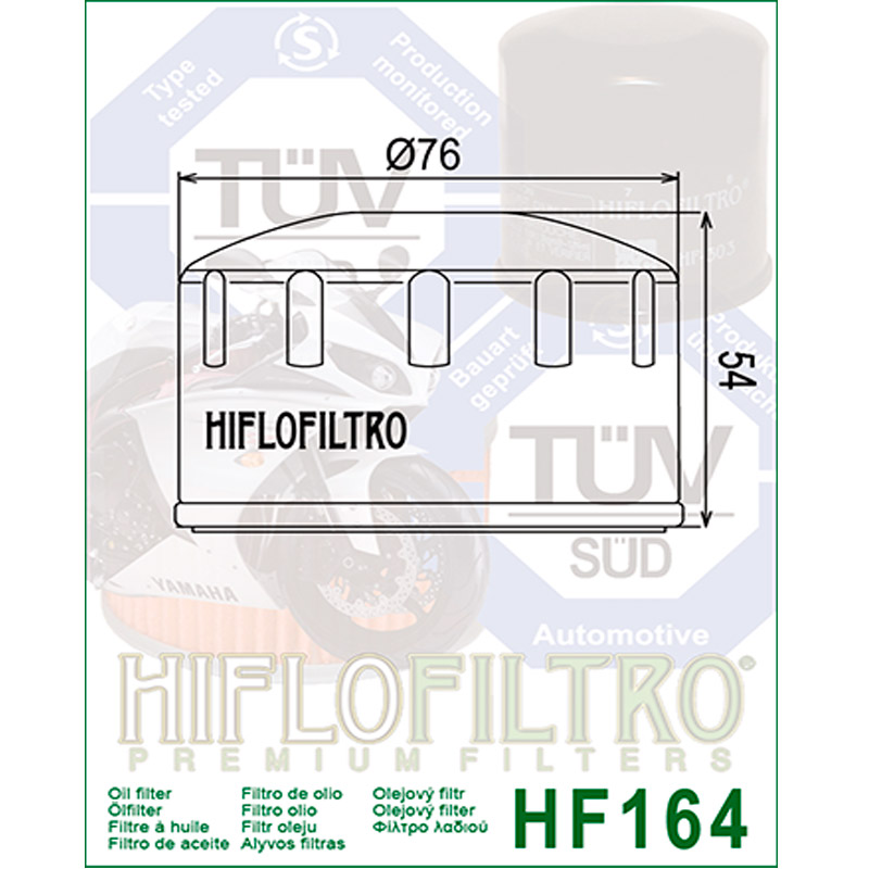 Filtro de aceite Hiflo HF164 para motos BMW y Kymco