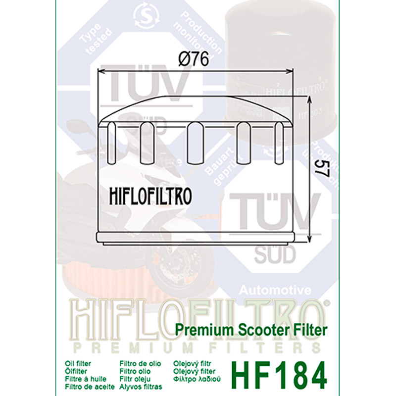 Filtro de aceite Hiflo HF184 para Aprilia, Peugeot, Piaggio