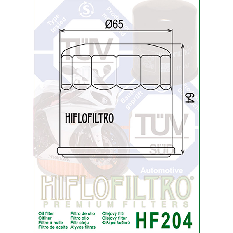 Filtro de aceite Hiflo HF204 para moto Kawasaki, Honda, Suzuki, Yamaha