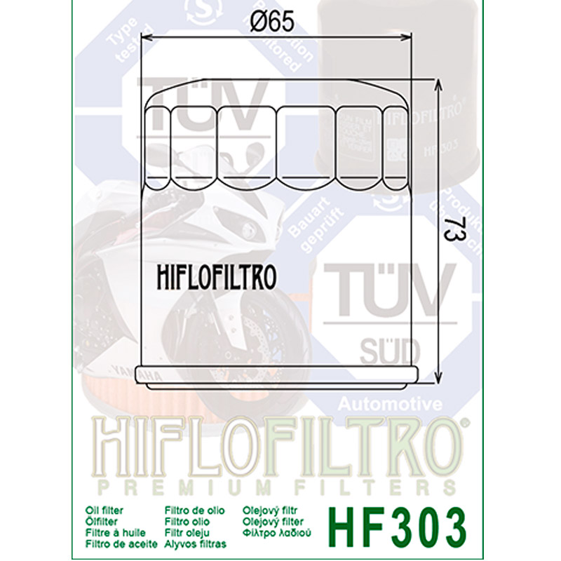 Filtro de aceite Hiflo HF303 para motos Honda Kawasaki y Yamaha