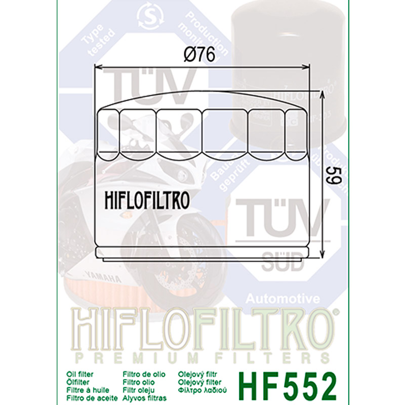 Filtro de aceite Hiflo HF552 para Benelli y MotoGuzzi